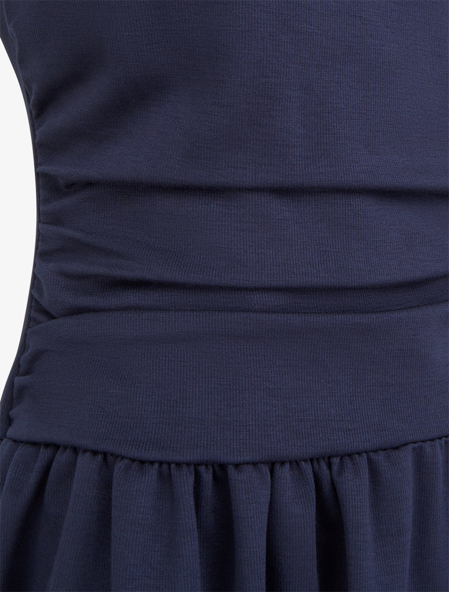 Robe evasée à empiècement torsadé - Marine - 3