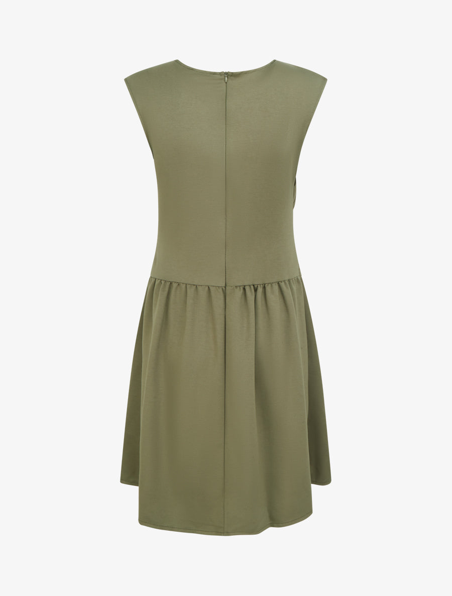 Robe evasée à empiècement torsadé - Kaki - 2