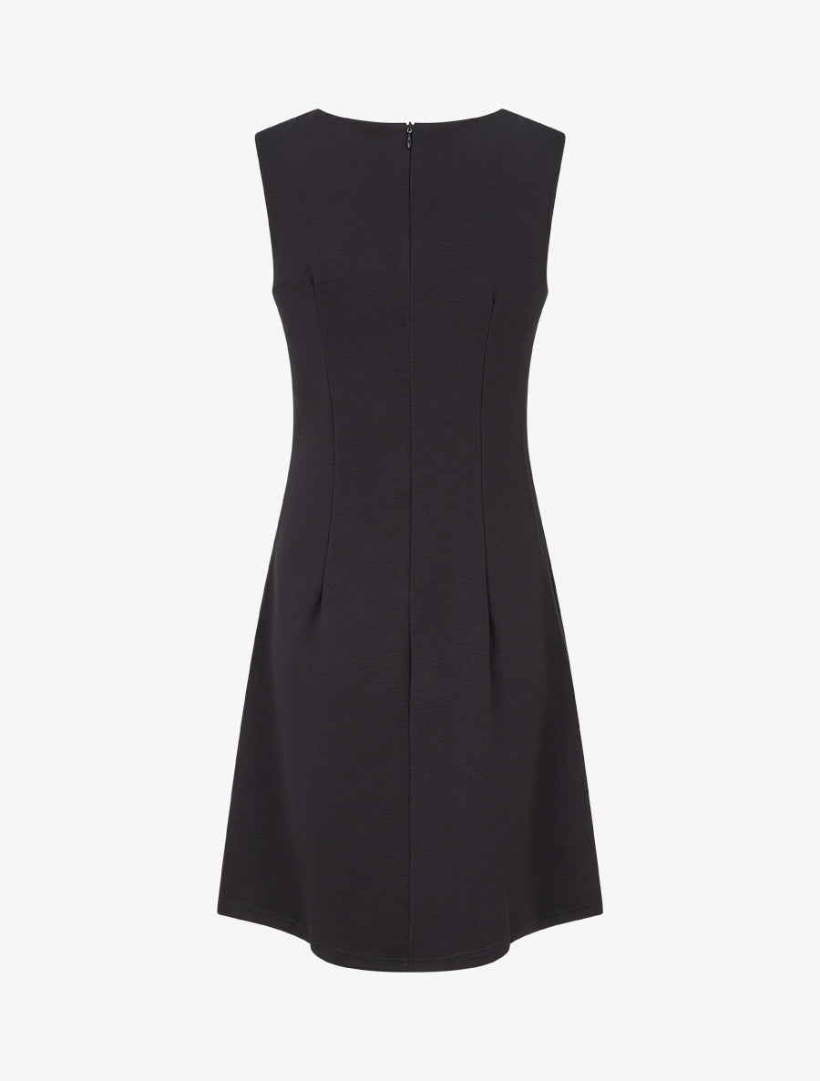 Robe unie à empiècement métallique - Noir - 2