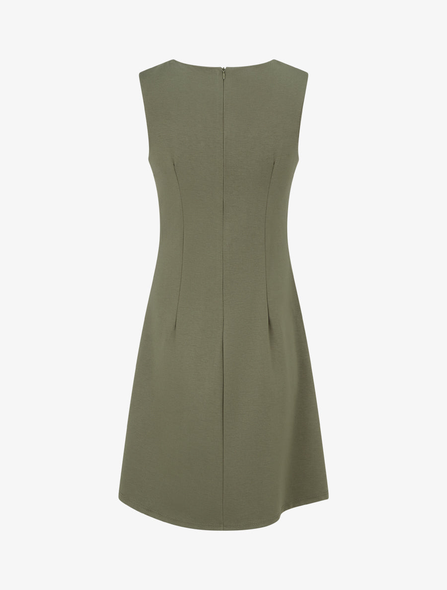 Robe unie à empiècement métallique - Kaki - 2