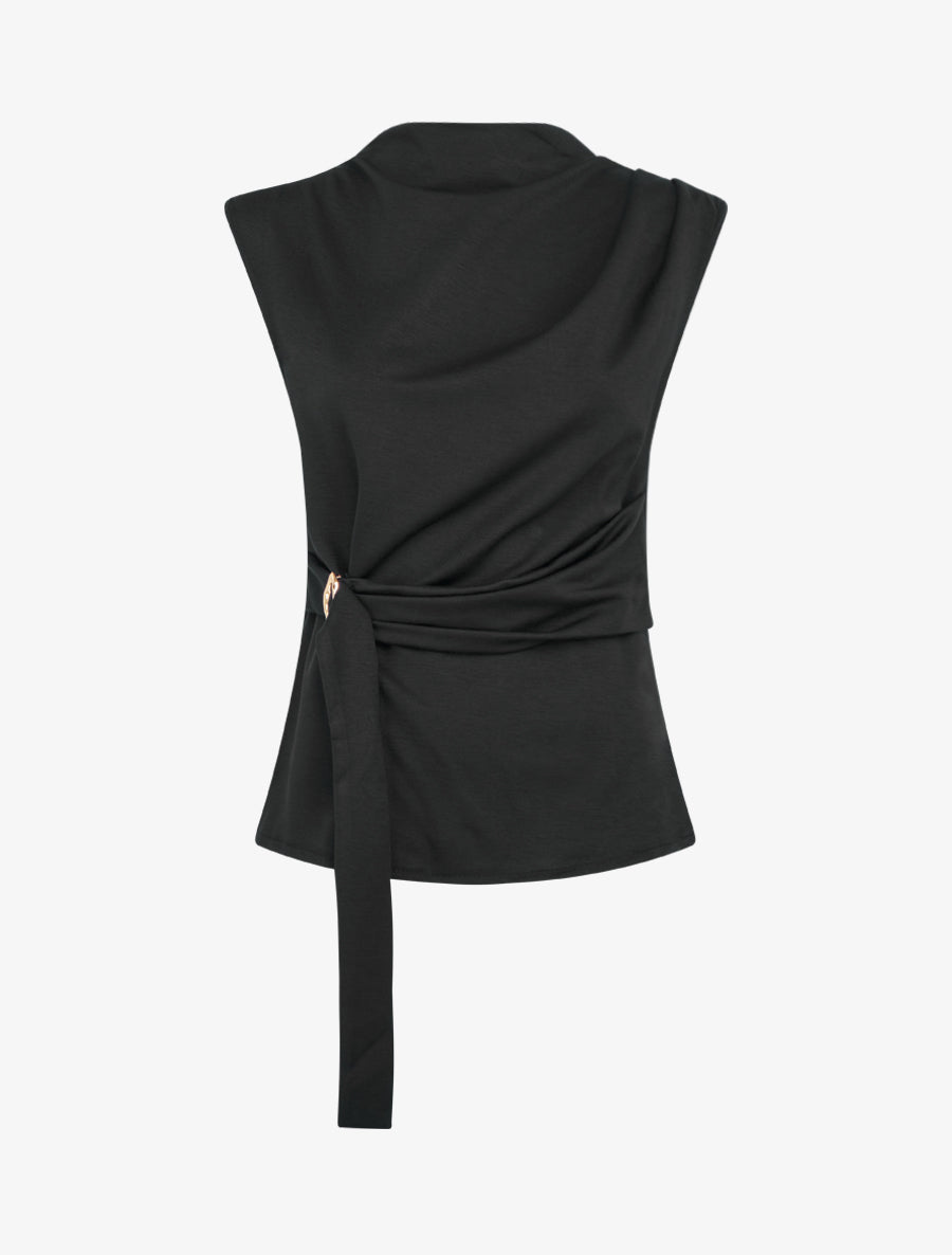 Top droit sans manches à boucle - Noir - 1