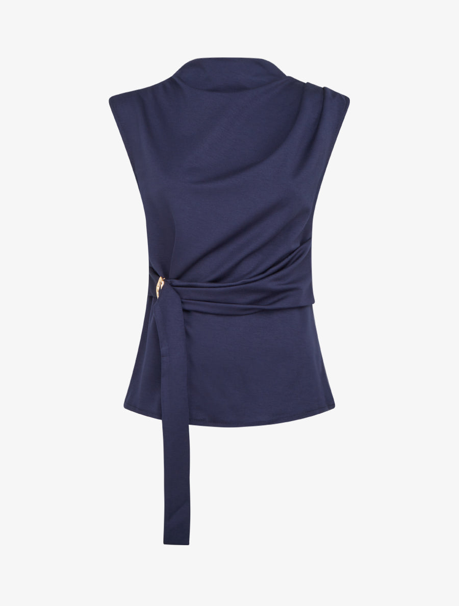 Top droit sans manches à boucle - Marine - 1