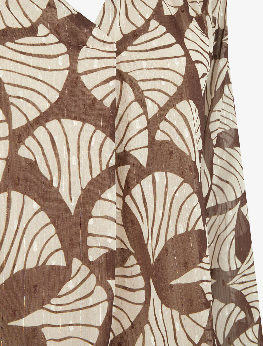 Top irisé en voile imprimé fantaisie - Marron - 3