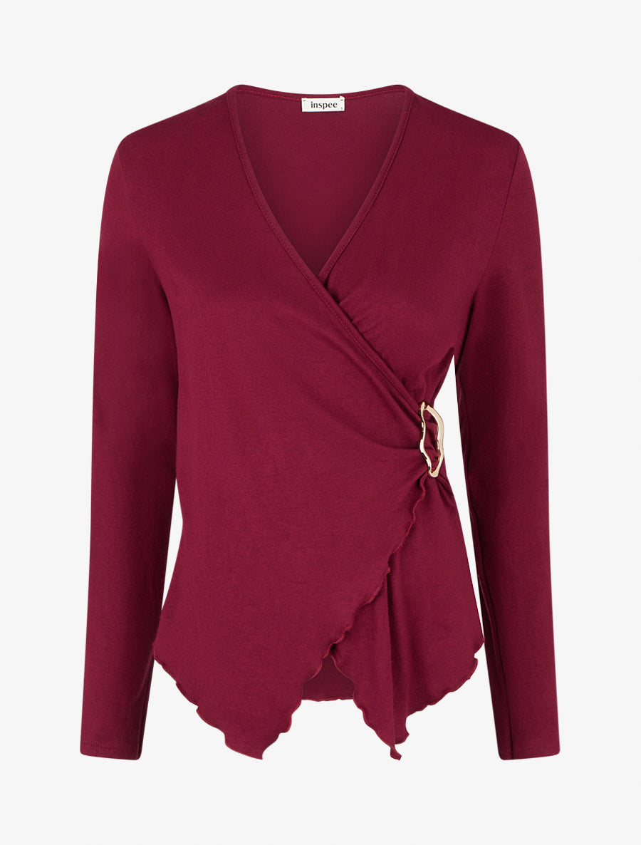 Pull cache-coeur à boucle - Lie de vin - 1