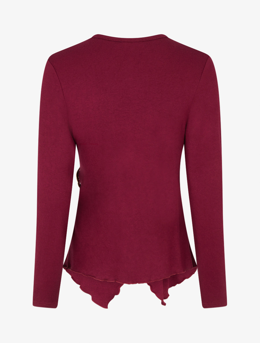 Pull cache-coeur à boucle - Lie de vin - 2