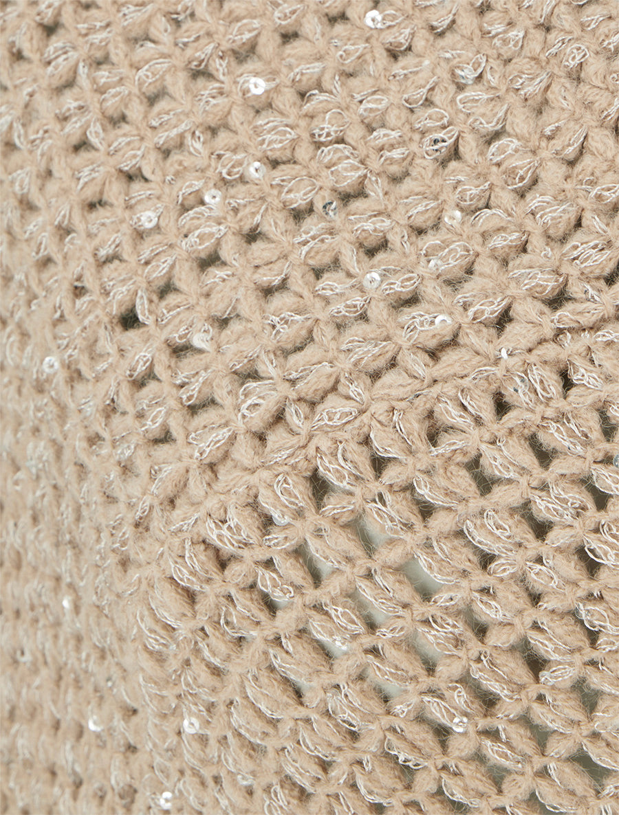 Poncho asymétrique à détail sequins - Beige - 3