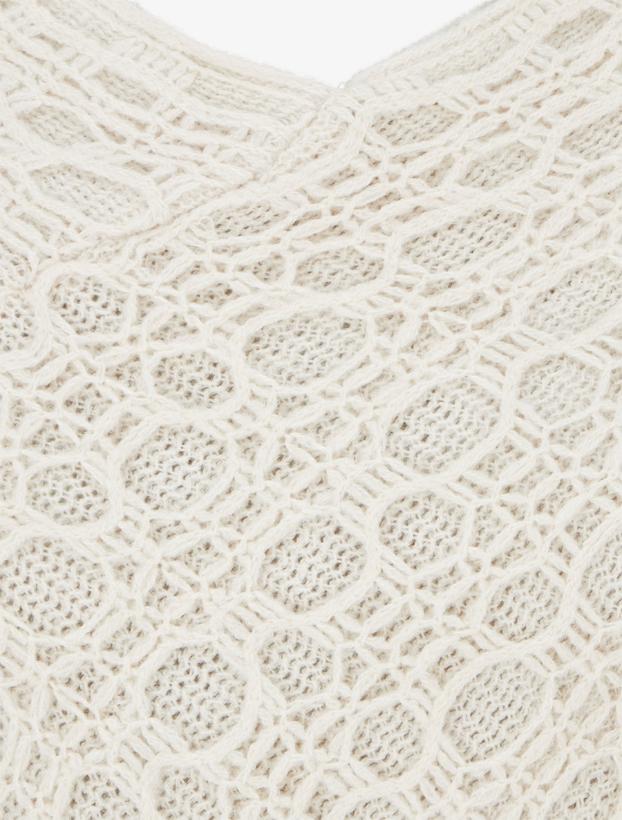 Poncho asymétrique uni à franges - Beige - 3