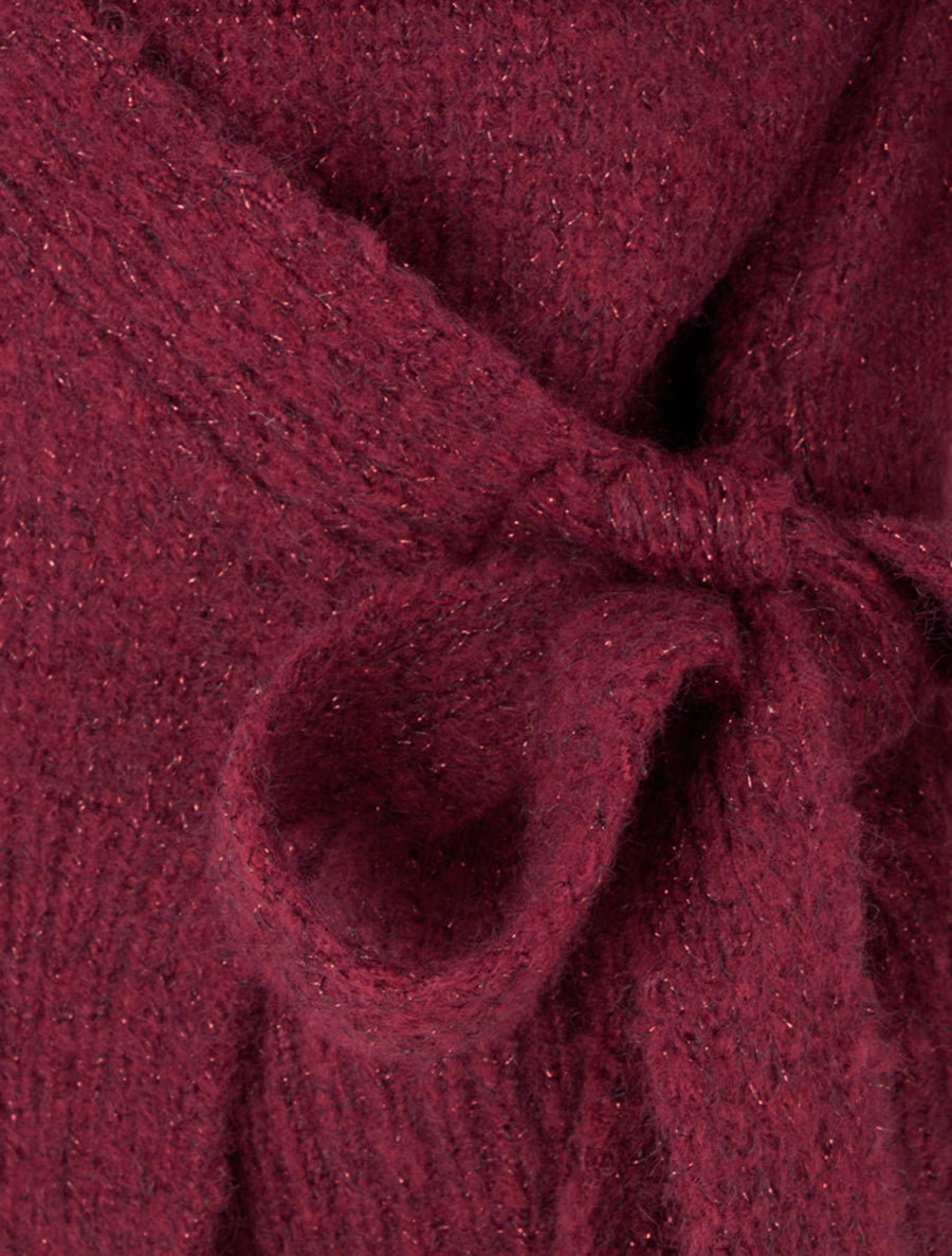 Gilet à nouer à détail irisé - Lie de vin - 3
