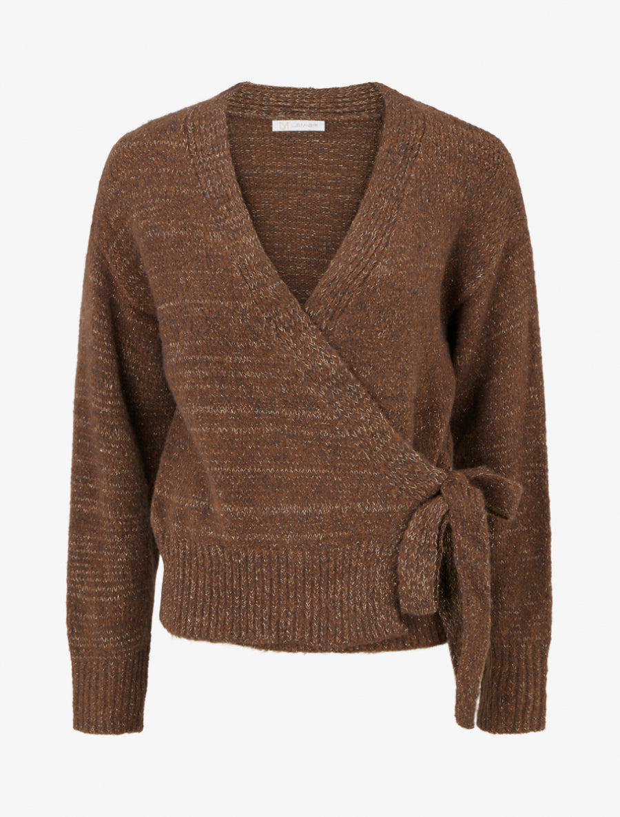 Gilet à nouer à détail irisé - Marron - 1