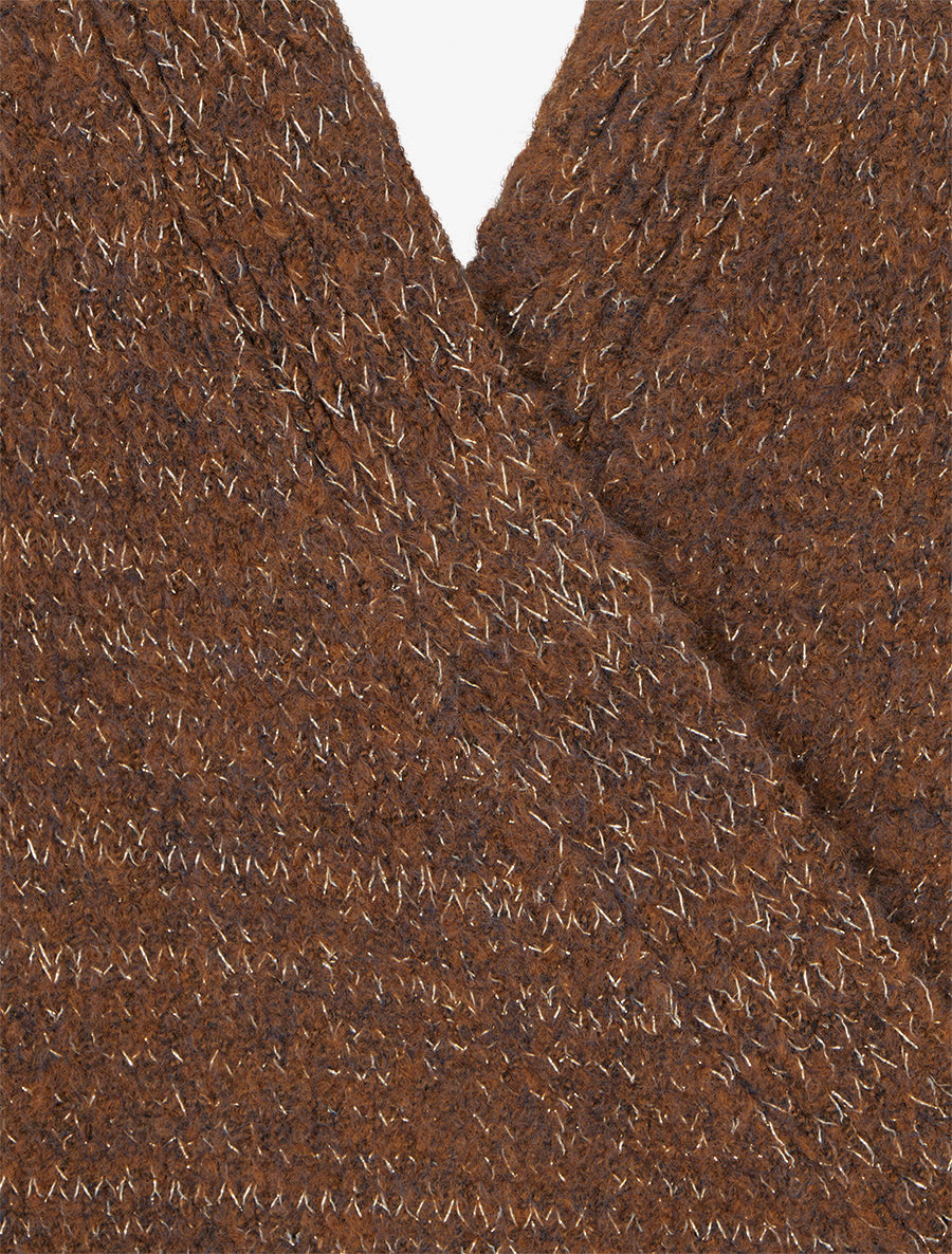 Gilet à nouer à détail irisé - Marron - 3