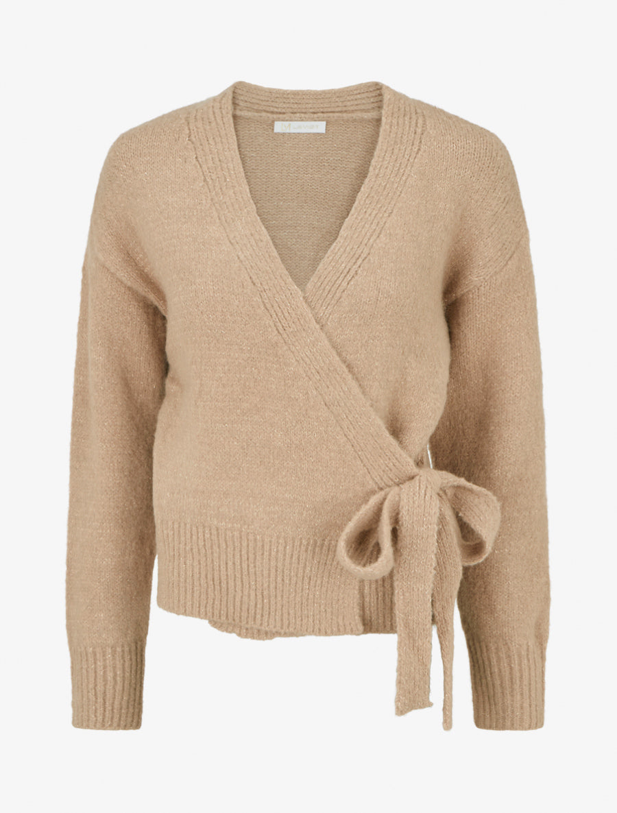 Gilet à nouer à détail irisé - Camel clair - 1