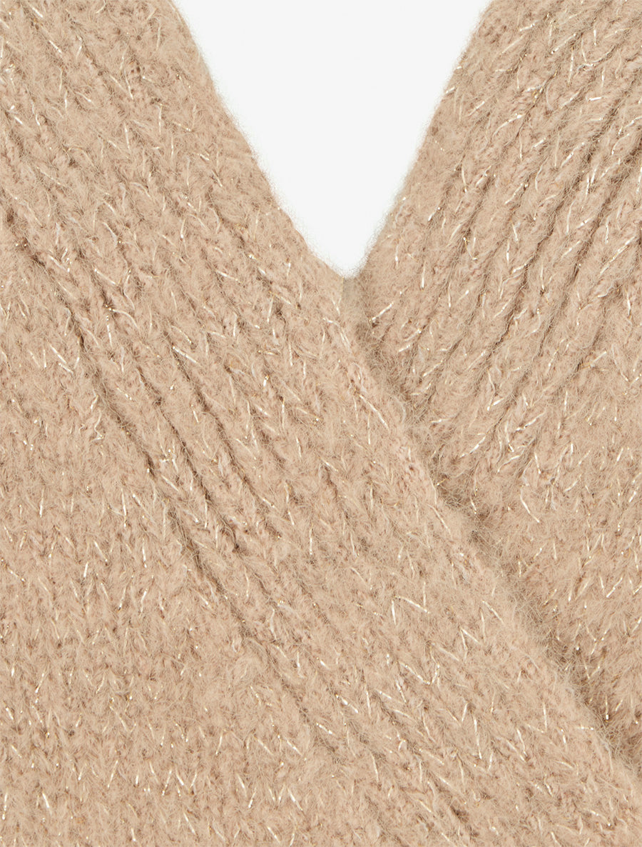 Gilet à nouer à détail irisé - Camel clair - 3