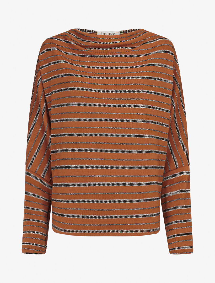 Pull dolman à rayures irisées - Camel - 1