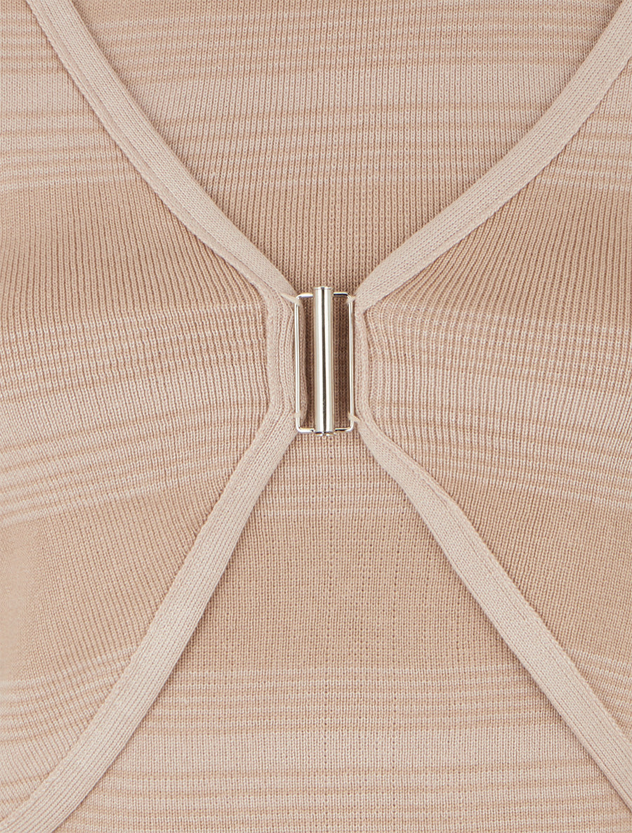 Ensemble boléro et débardeur à rayures - Taupe - 3