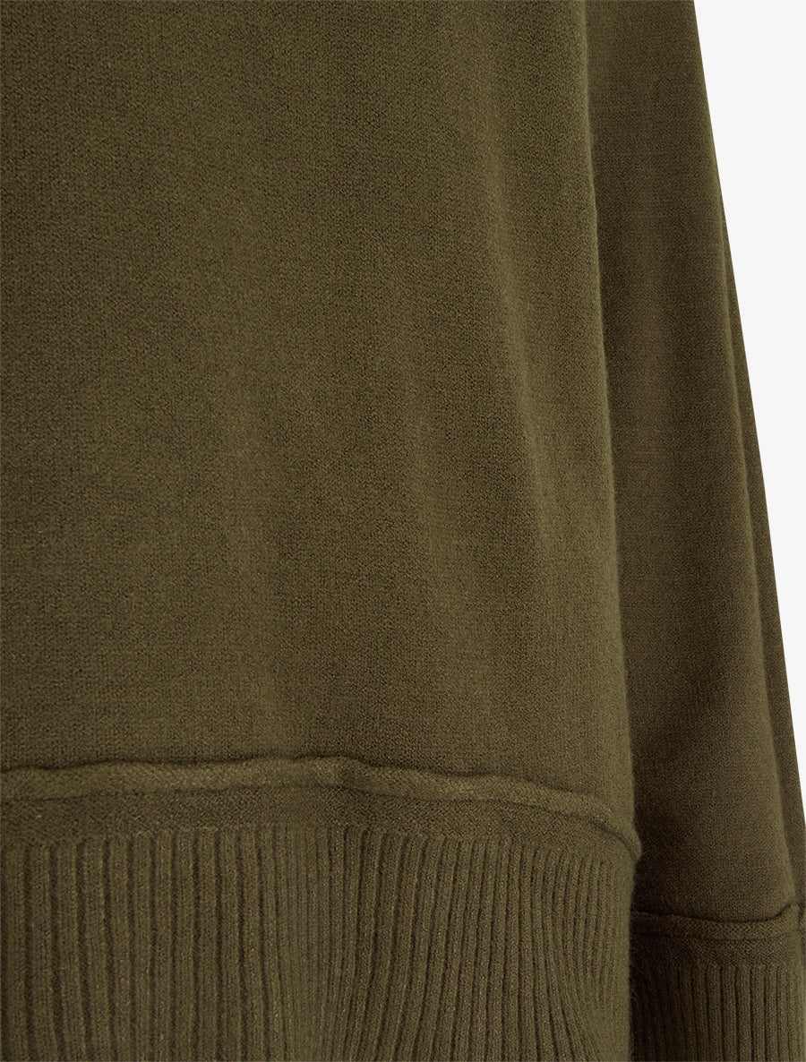 Pull droit uni à bords côtélés - Kaki - 3