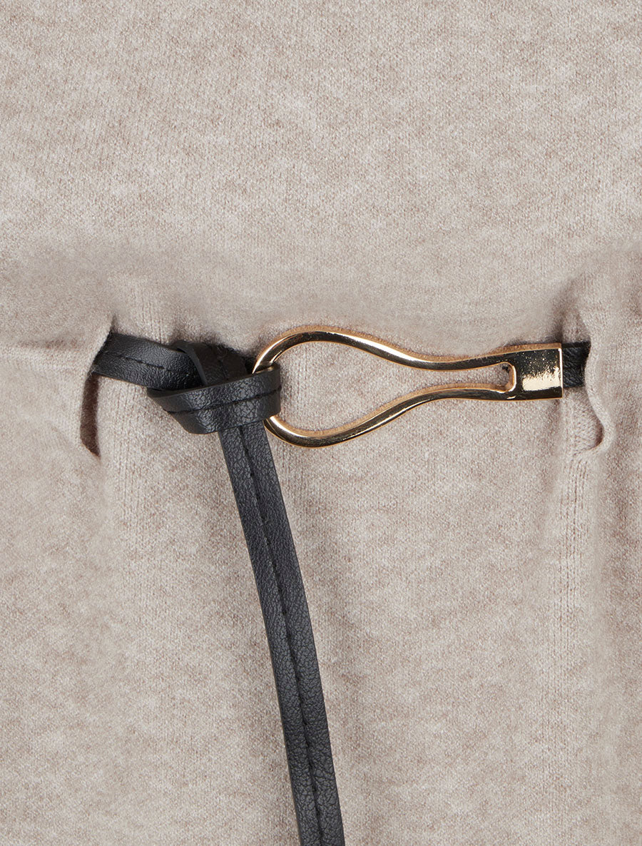 Robe pull droite à manches courtes - Taupe clair - 3