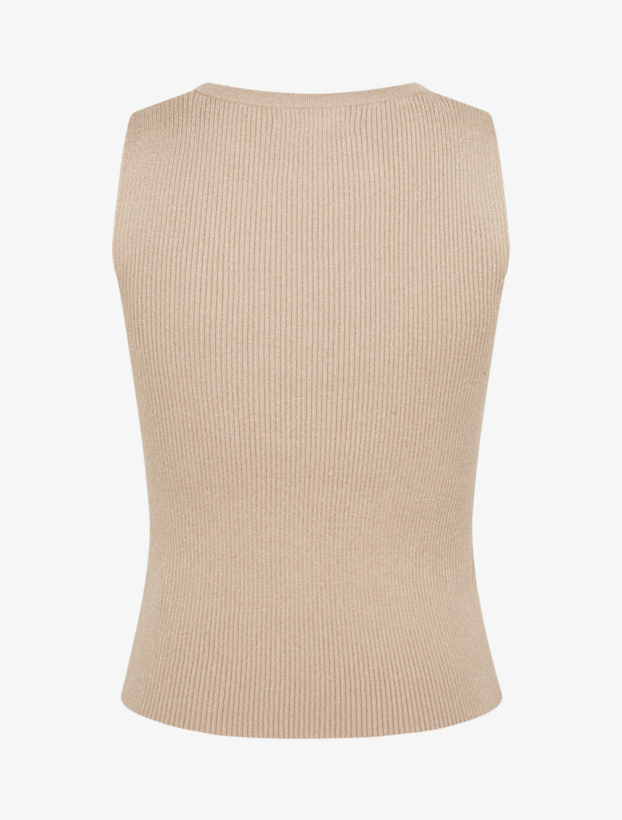 Débardeur côtelé irisé coupe ajustée - Beige - 2