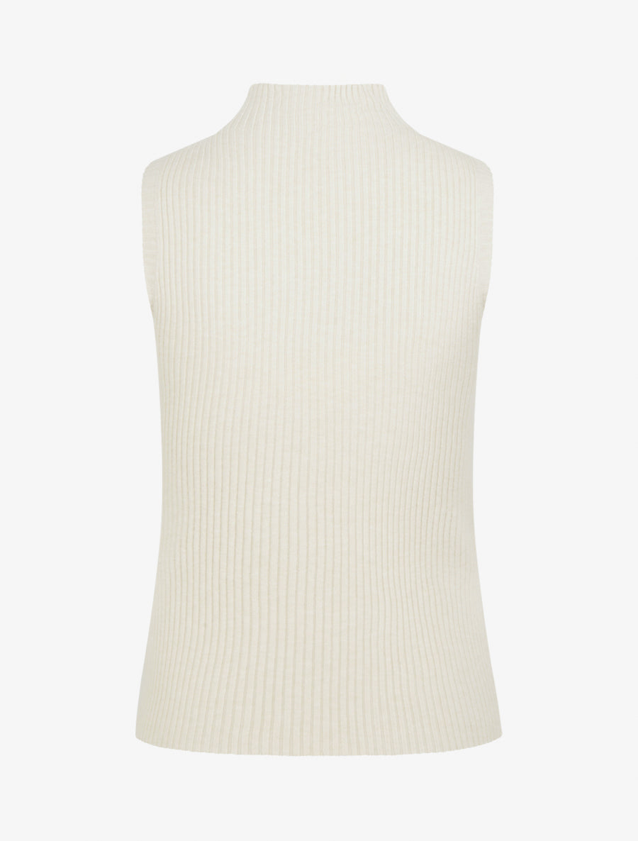 Débardeur en maille fantaisie à col montant - Beige - 2
