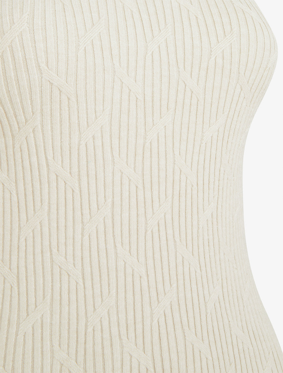 Débardeur en maille fantaisie à col montant - Beige - 3