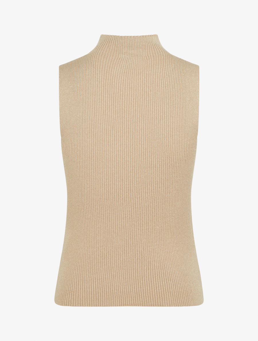 Débardeur côtelé irisé à col montant - Beige - 2