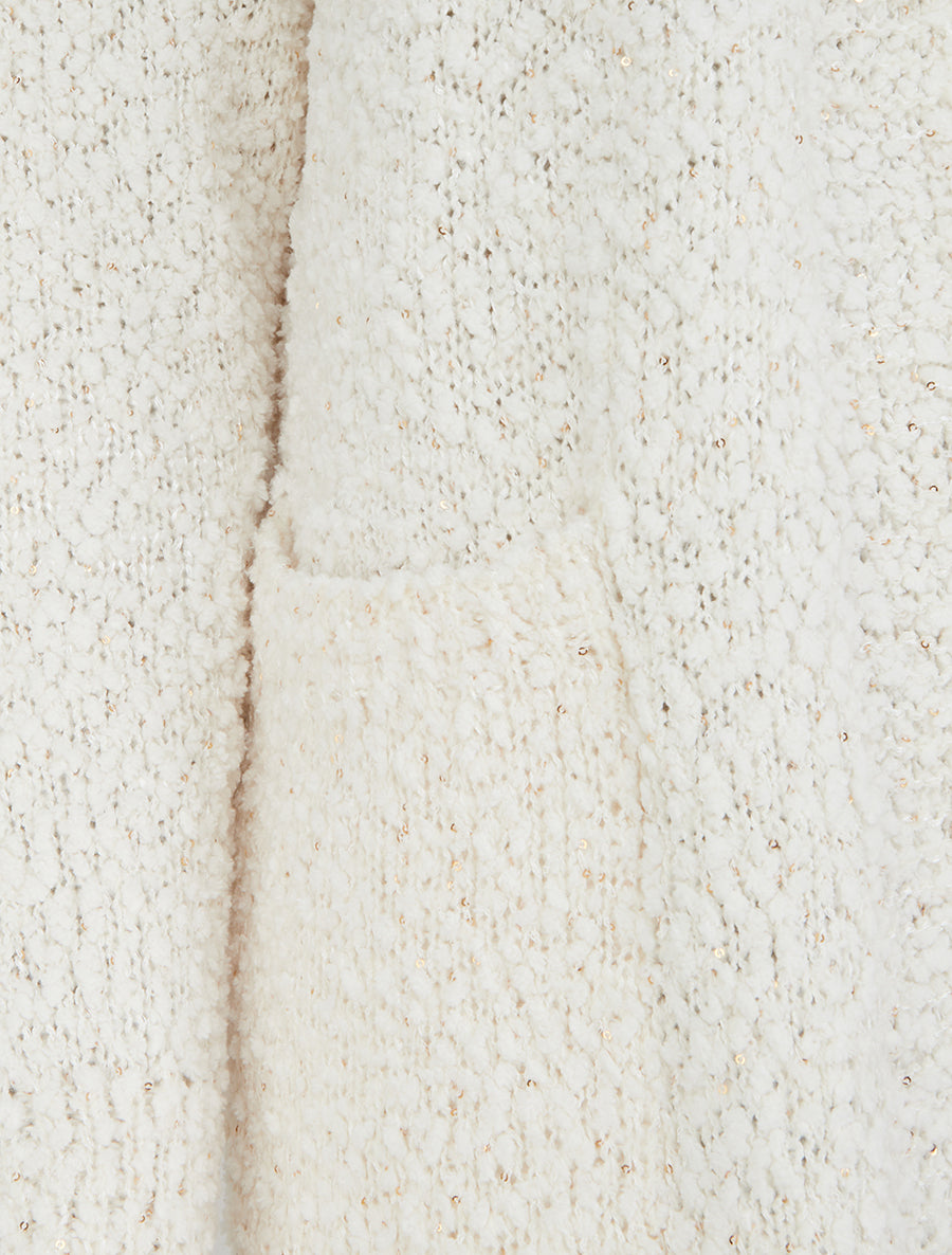 Gilet long uni à sequins - Blanc - 3