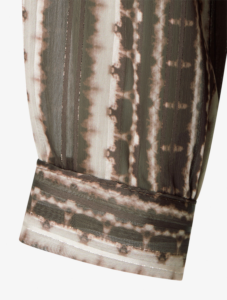 Chemise transparente droite imprimé lignes graphiques - Marron - 3