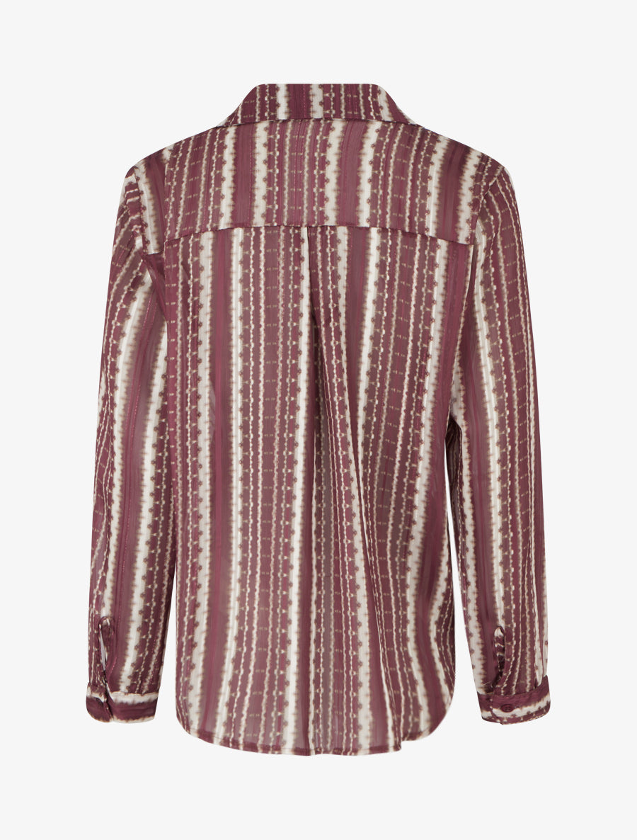Chemise transparente droite imprimé lignes graphiques - Prune - 2