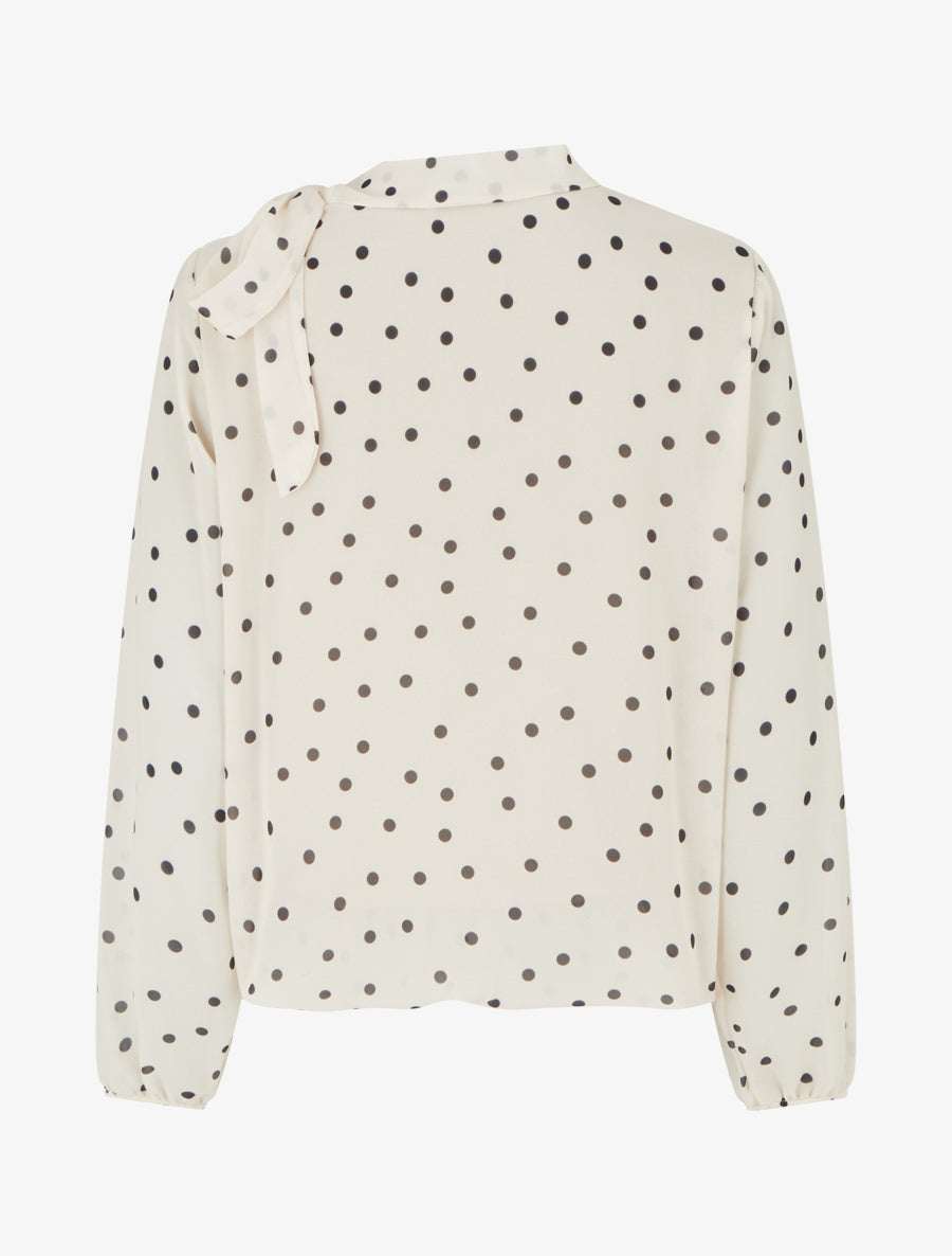 Top à pois et col lavallière - Beige - 2