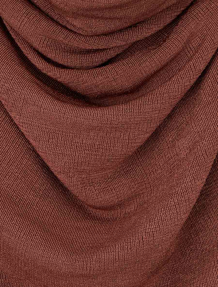 Top uni sans manches à col bénitier - Marron - 3