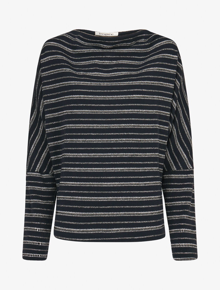 Pull dolman à rayures irisées - Marine - 4