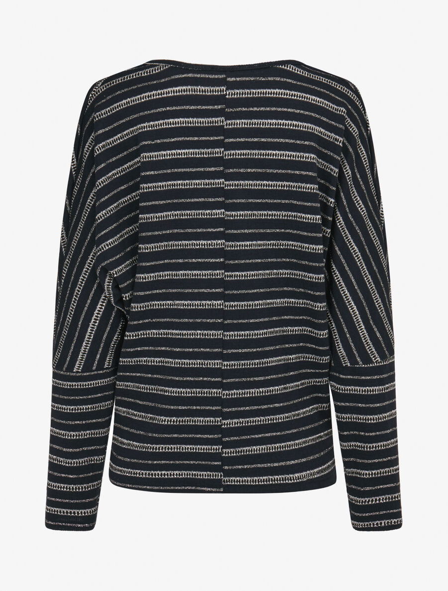 Pull dolman à rayures irisées - Marine - 2