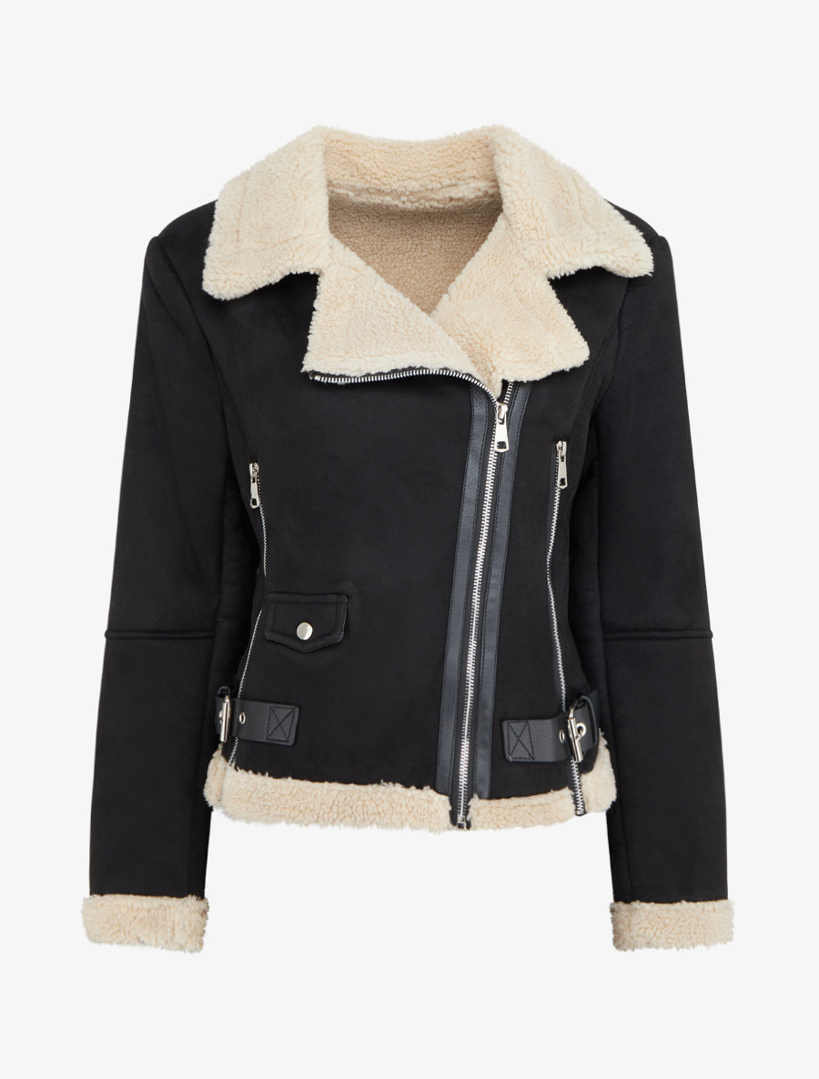 Blouson zippé style aviateur - Noir - 1