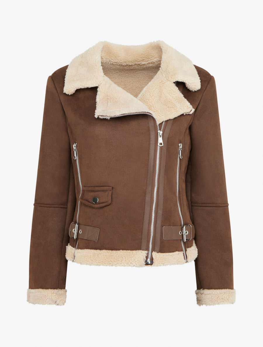 Blouson zippé style aviateur - Marron - 1