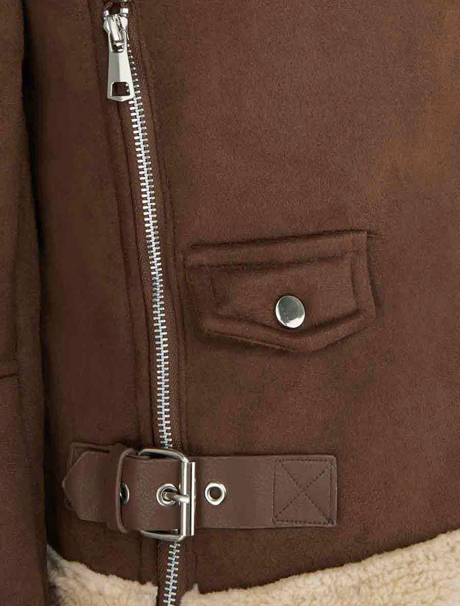 Blouson zippé style aviateur - Marron - 3