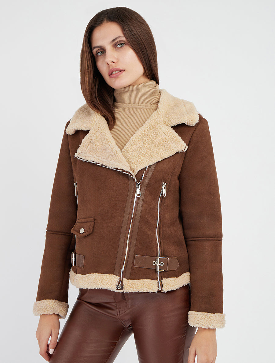 Blouson zippé style aviateur - Marron