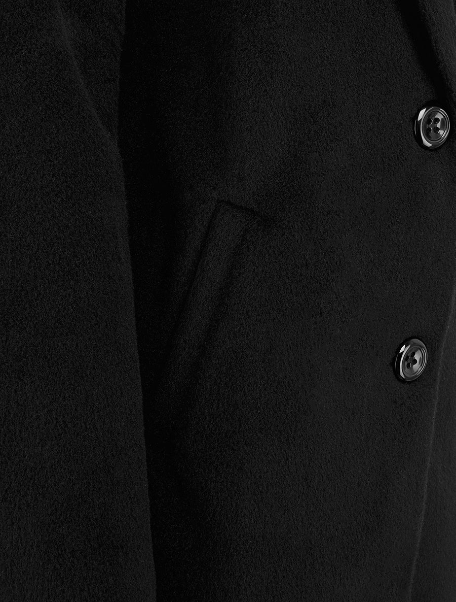 Manteau mi-long à col cranté - Noir - 3