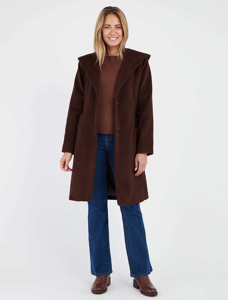 Manteau long à capuche - Marron