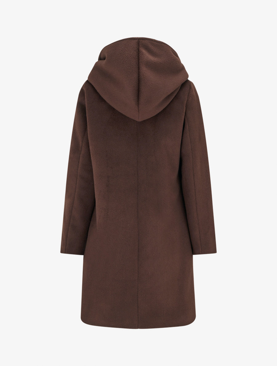 Manteau long à capuche coupe droite - Marron - 2