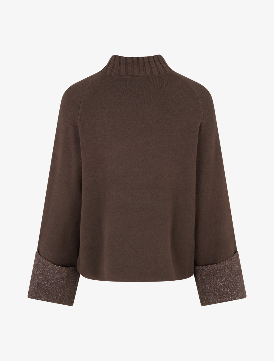 Pull à manches à détail irisé - Marron - 2
