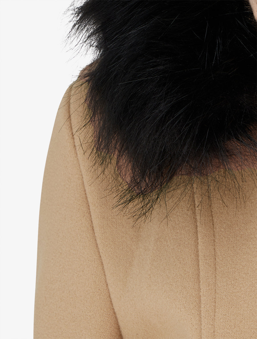 Manteau long à capuche et zip - Camel clair - 3