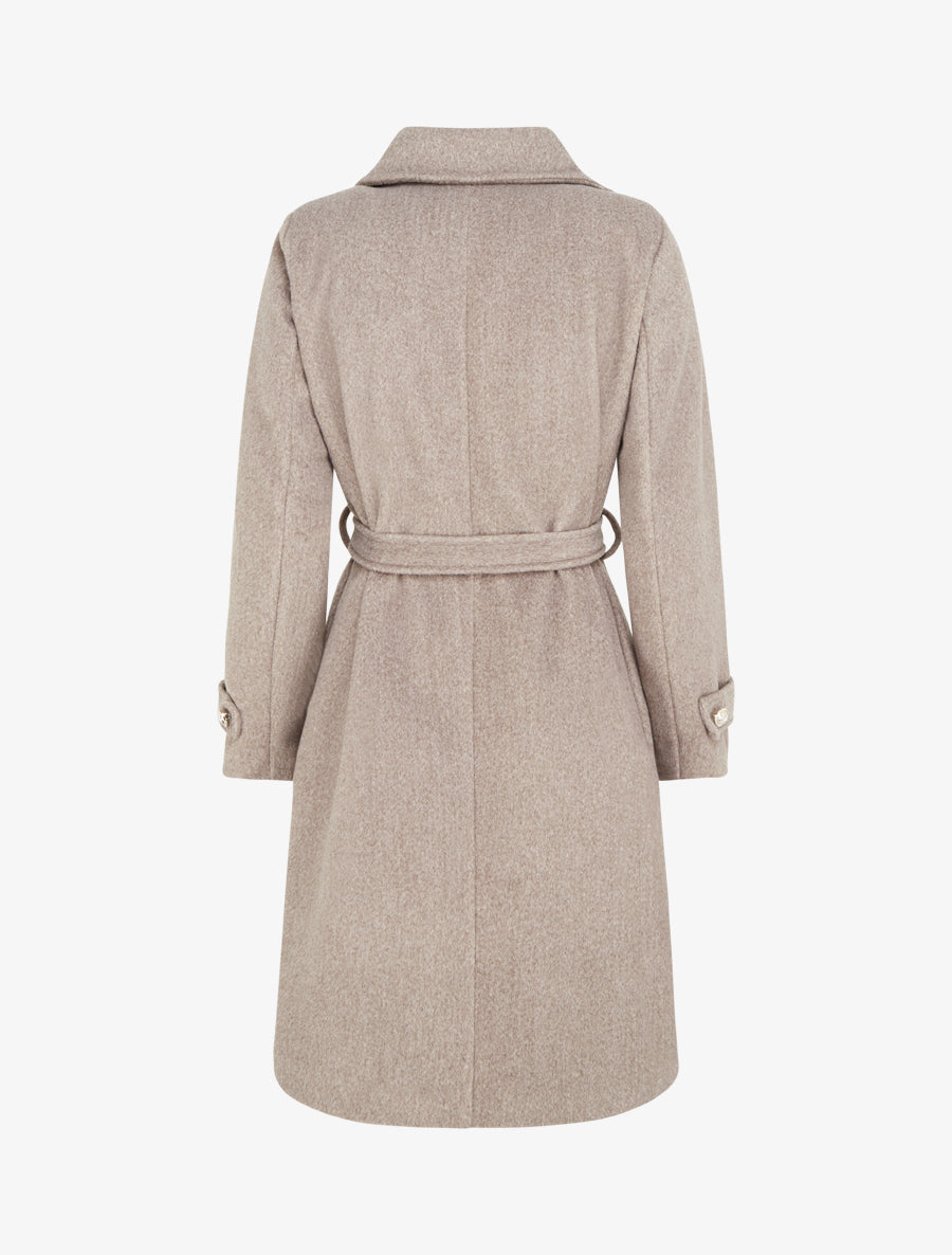 Manteau long uni à bouton décoratif - Taupe - 2