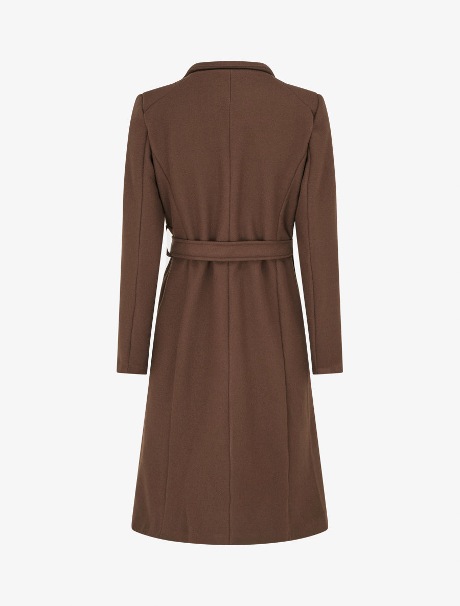 Manteau long cintré à boutons - Marron - 2