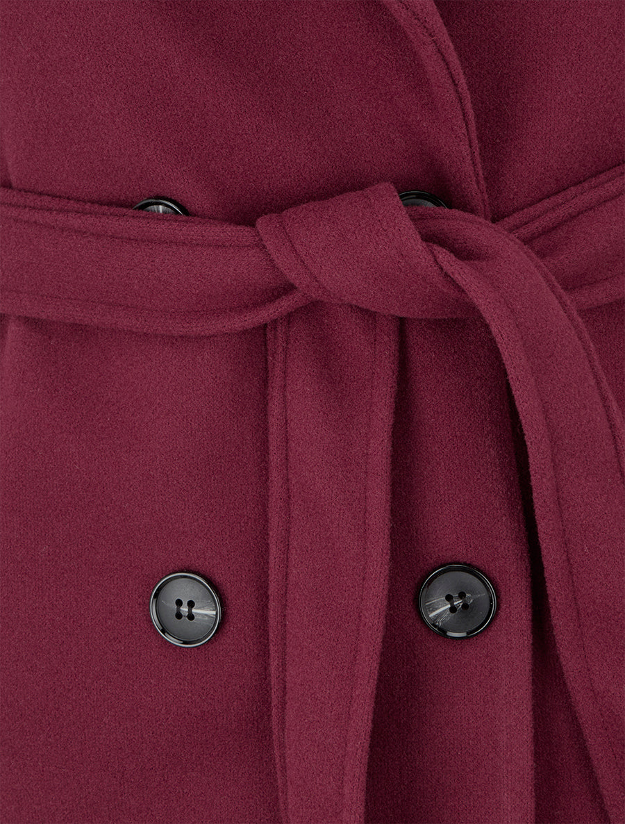 Manteau long cintré à boutons - Bordeaux