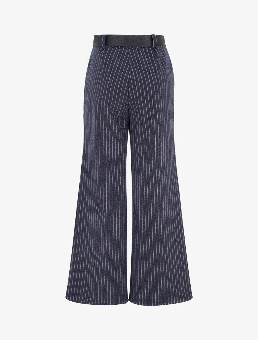 Pantalon épais imprimé à rayures - Marine - 2