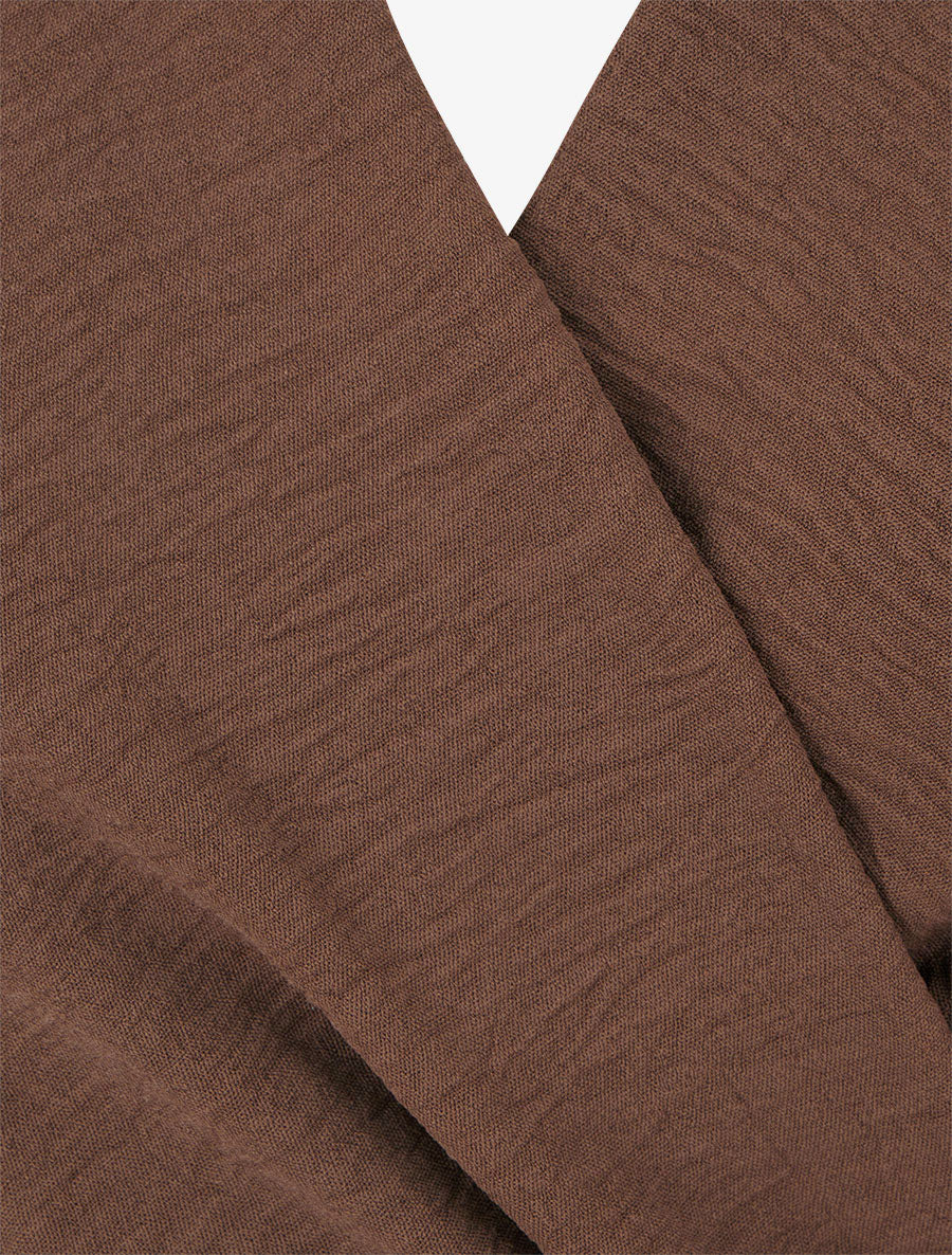 Blouse unie style portefeuille à col cache-coeur - Marron