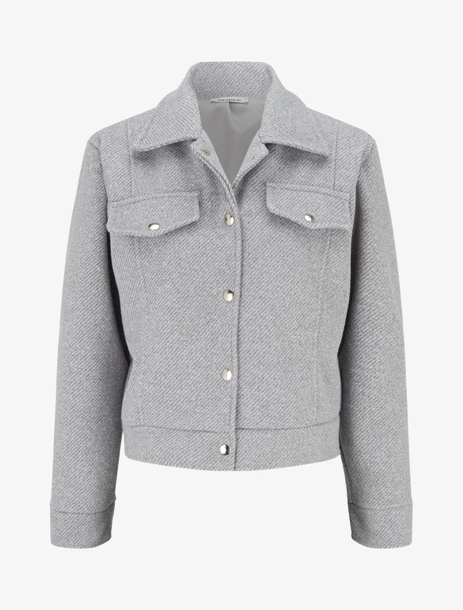 Blouson boutonné à poche à rabat - Gris clair - 1