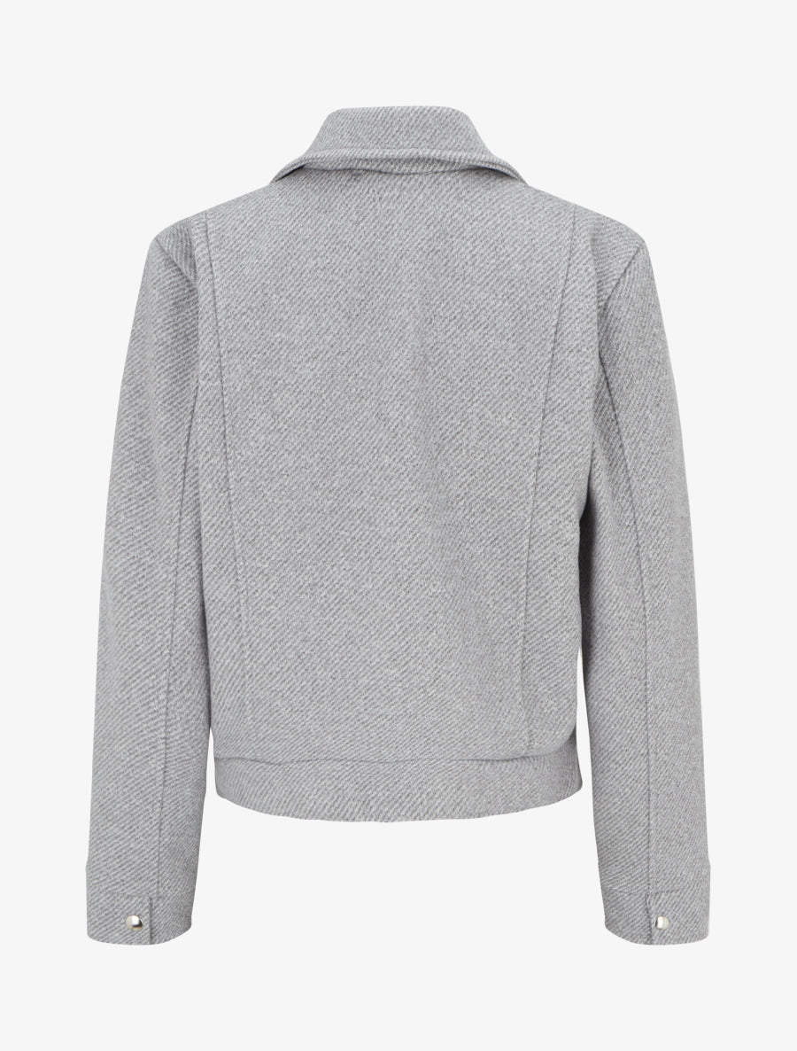 Blouson boutonné à poche à rabat - Gris clair - 2