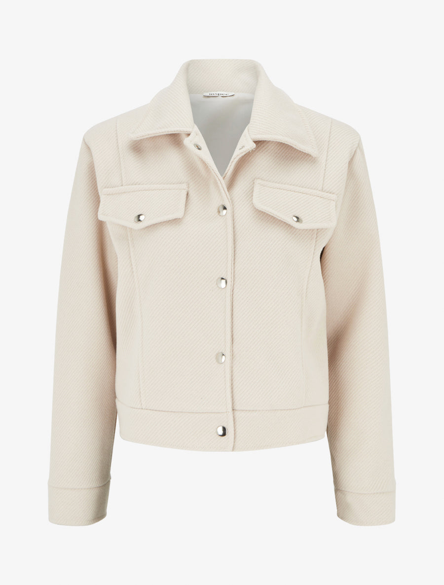 Blouson boutonné à poche à rabat - Beige - 1