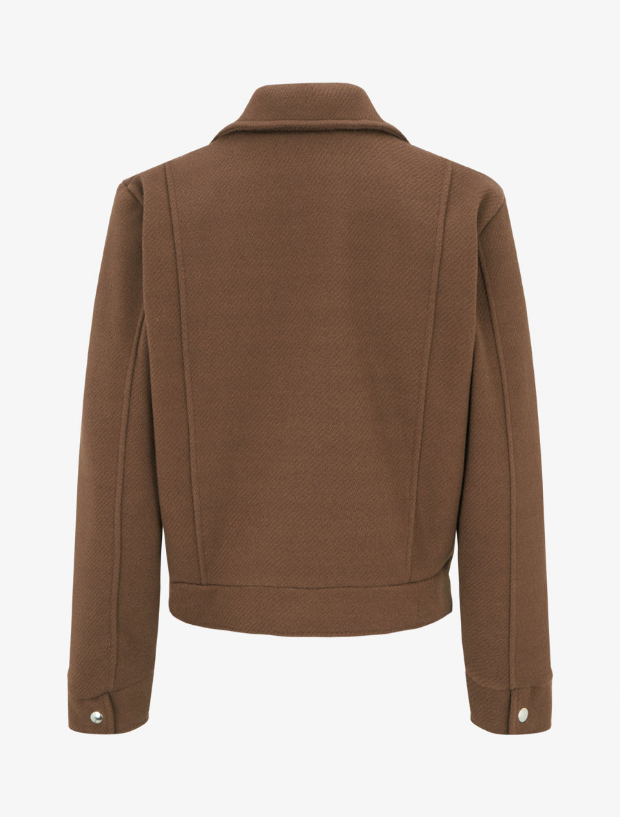Blouson boutonné à poche à rabat - Marron - 2