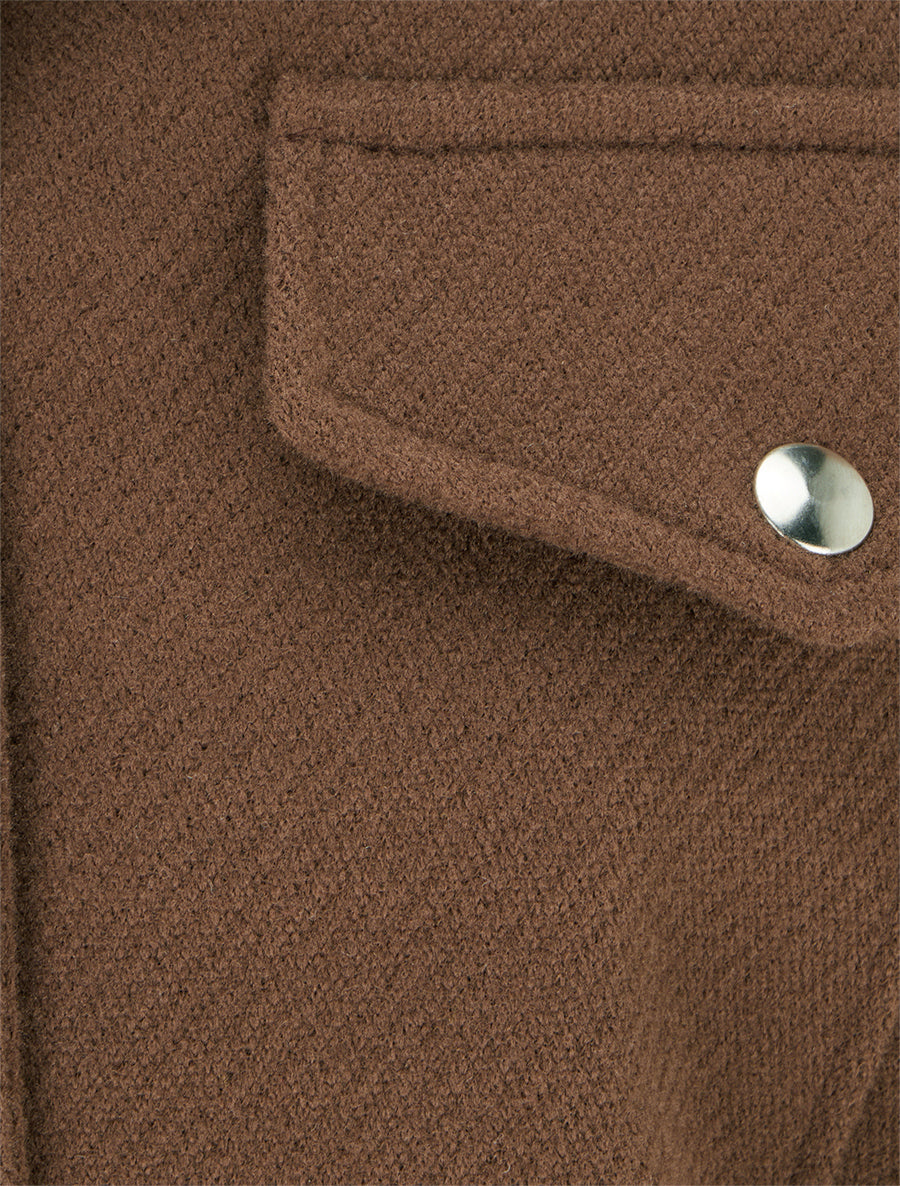 Blouson boutonné à poche à rabat - Marron - 3